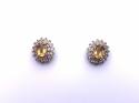 9ct Citrine & CZ Cluster Stud Earrings