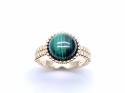 9ct Yellow Gold Malachite Cabochon Ring