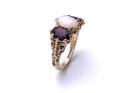 9ct Opal & Garnet 3 Stone Ring