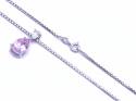 9ct White Gold Pink CZ Pendant & Chain