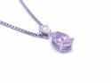 9ct White Gold Pink CZ Pendant & Chain