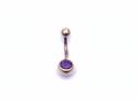 9ct Yellow Gold Purple CZ Belly Bar