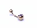 9ct Yellow Gold Purple CZ Belly Bar