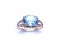 9ct Blue Topaz and Diamond Ring