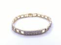 9ct Yellow Gold CZ Oval Link ID Bracelet 8 1/2 In