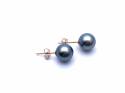 18ct Yellow Gold Grey Pearl Earrings