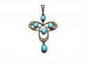 An Old Turquoise & Pearl Pendant