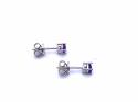 Silver Amethyst Round Stud Earrings 4mm