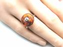 Silver Bead Amber Ring