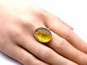 Silver Yellow Amber Ring