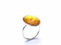 Silver Yellow Amber Ring