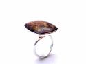 Silver Amber Ring