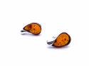 Silver Amber Stud Earrings