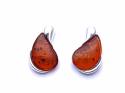 Silver Amber Stud Earrings