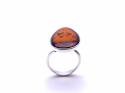 Silver Amber Adjustable Ring