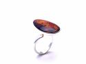 Silver Amber Adjustable Ring