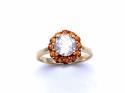 9ct Orange & White CZ Cluster Ring