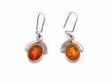 9ct Yellow Gold Amber & Diamond Drops