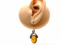 9ct Amber & Diamond Drops Earrings