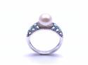 9ct White Gold Pearl & Blue Topaz Ring