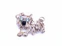 9ct Yellow Gold CZ Dog Brooch