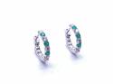 18ct White Gold Emerald & Diamond Hoop Earrings