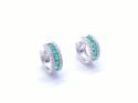 18ct White Gold Emerald & Diamond Hoop Earrings