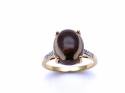 9ct Smokey Quartz & Diamond Ring