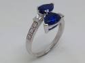 Silver Blue & White CZ 2 Stone Ring