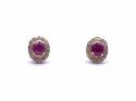 Ruby & Diamond Cluster Stud Earrings