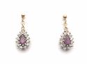 9ct Ruby & Diamond Drop Earrings