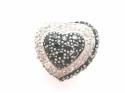 925 Black & White CZ Heart Ring