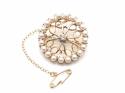 14ct Yellow Gold Pearl & Diamond Brooch