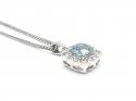 Silver Aquamarine & CZ Cluster Pendant & Chain