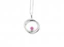 Silver Ruby & CZ Circle Pendant & Chain