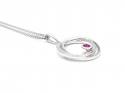 Silver Ruby & CZ Circle Pendant & Chain