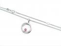 Silver Ruby & CZ Circle Pendant & Chain