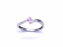 9ct White Gold Pink CZ Solitaire Ring