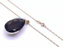 18ct Quartz & Diamond Pendant & Chain