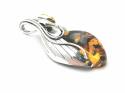 Silver Cala Lilly Oval Amber Pendant