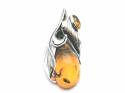 Silver Cala Lilly Oval Amber Pendant