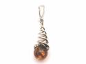 Silver Amber Ball Pendant