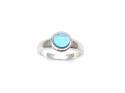 Silver Blue Topaz Round Solitaire Ring