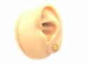 Silver Yellow Amber Round Stud Earrings
