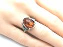 Silver Oval Amber Fancy Ring