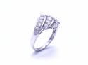 9ct White Gold CZ 3 Row Cluster Ring
