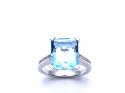 Silver Sky Blue Topaz and CZ Ring