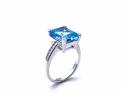 Silver Sky Blue Topaz and CZ Ring
