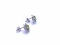 Silver Peridot and CZ Cluster Stud Earrings