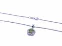 Silver Peridot and CZ Cluster Pendant and Chain